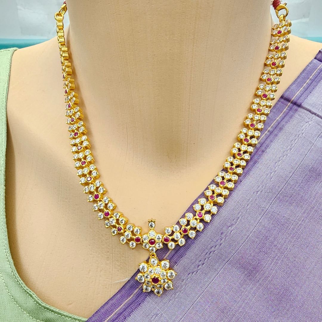 Short Silver CZs Necklace