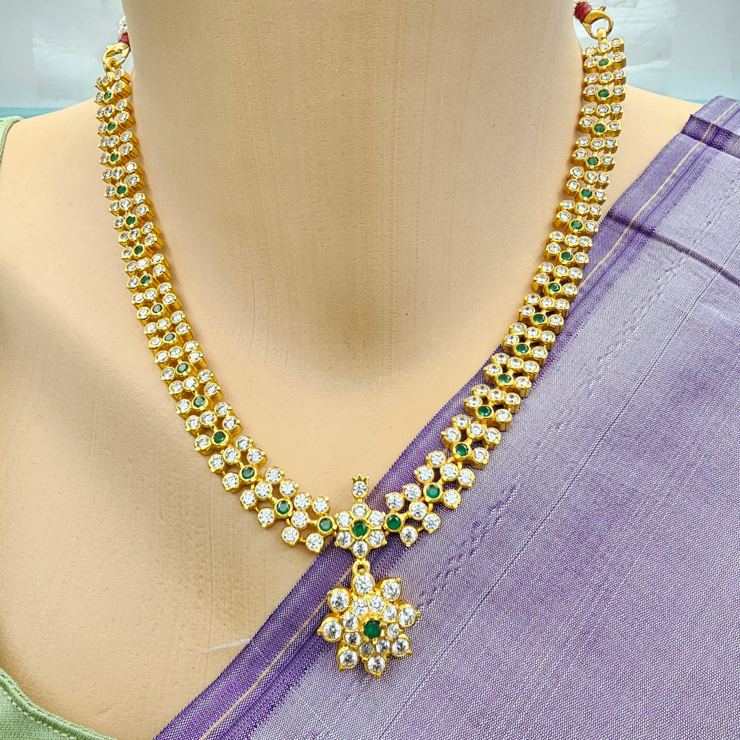Short Silver CZs Necklace