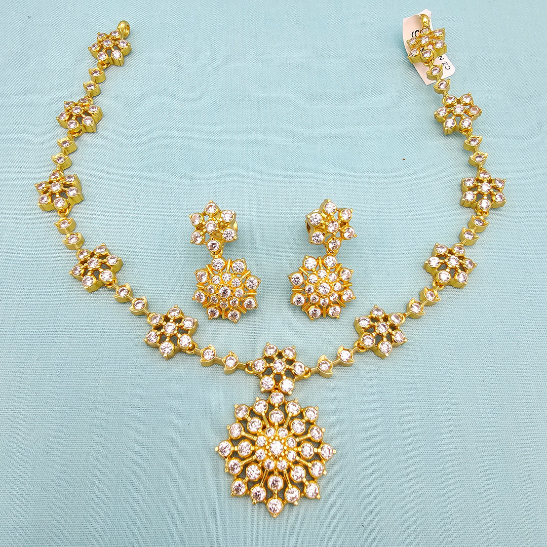 Silver CZs Necklace Set