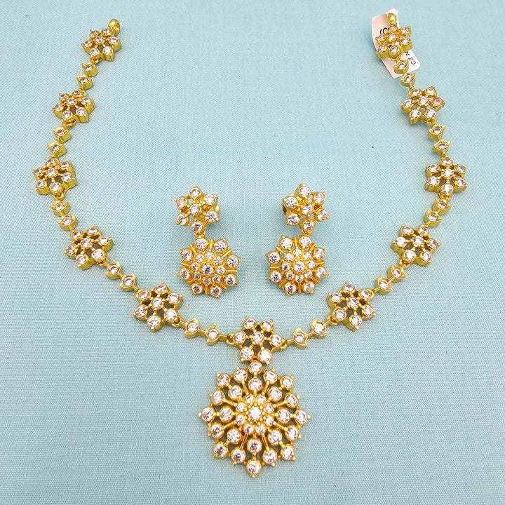 Silver CZs Necklace Set