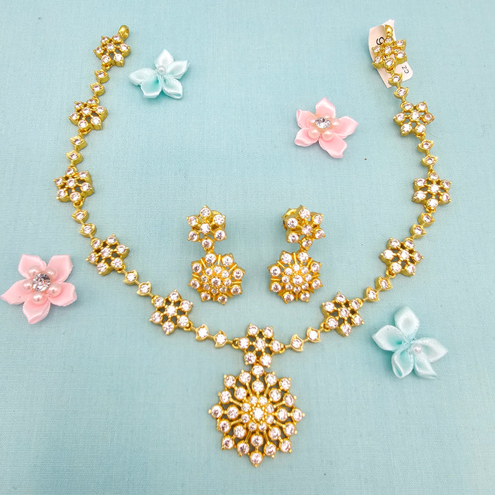 Silver CZs Necklace Set