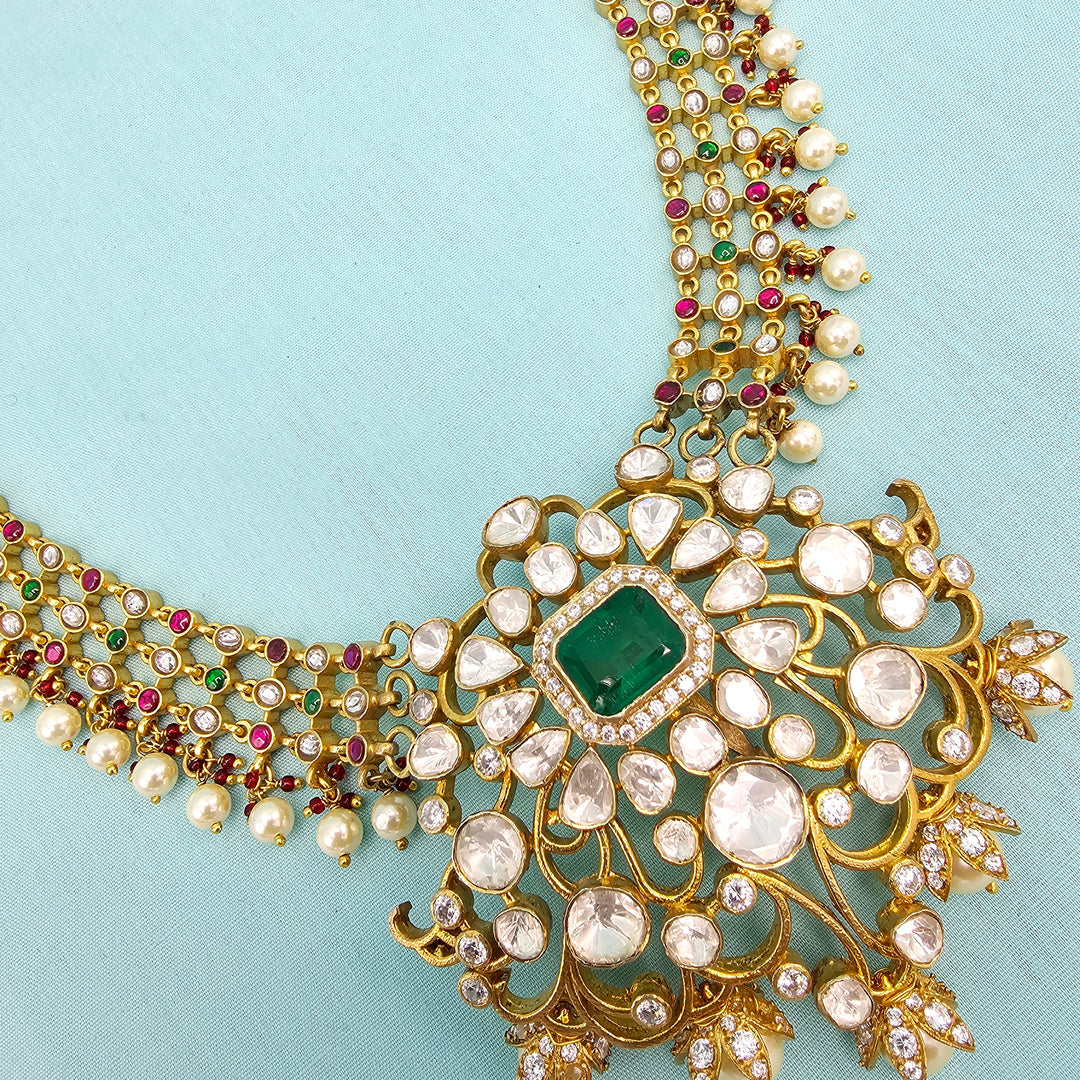 925 Kundan Moissanite necklace