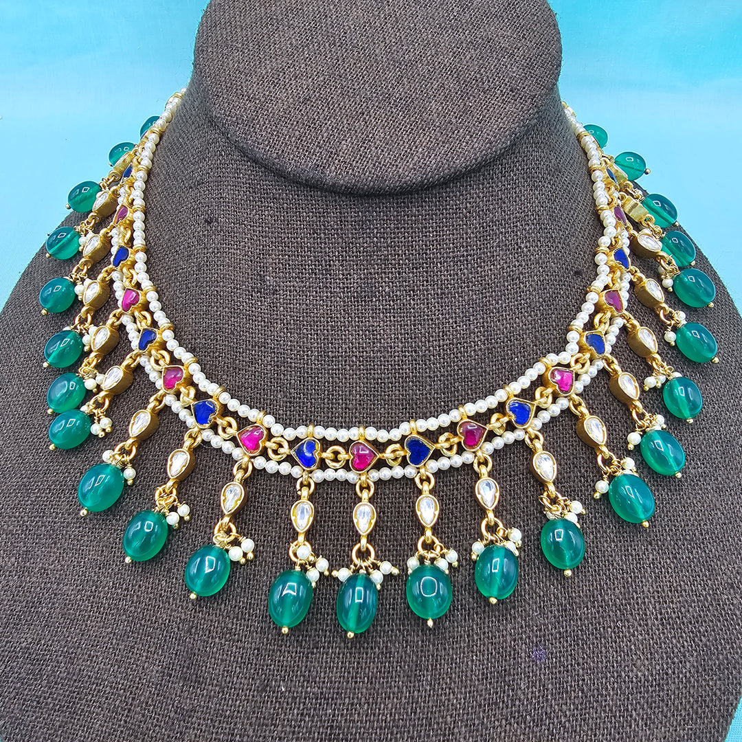Kundan Green beads Necklace