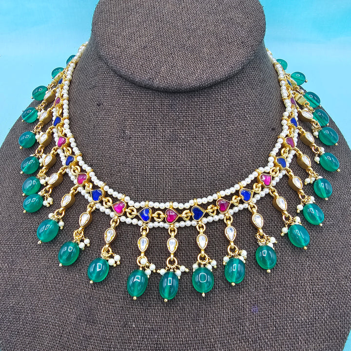 Kundan Green beads Necklace