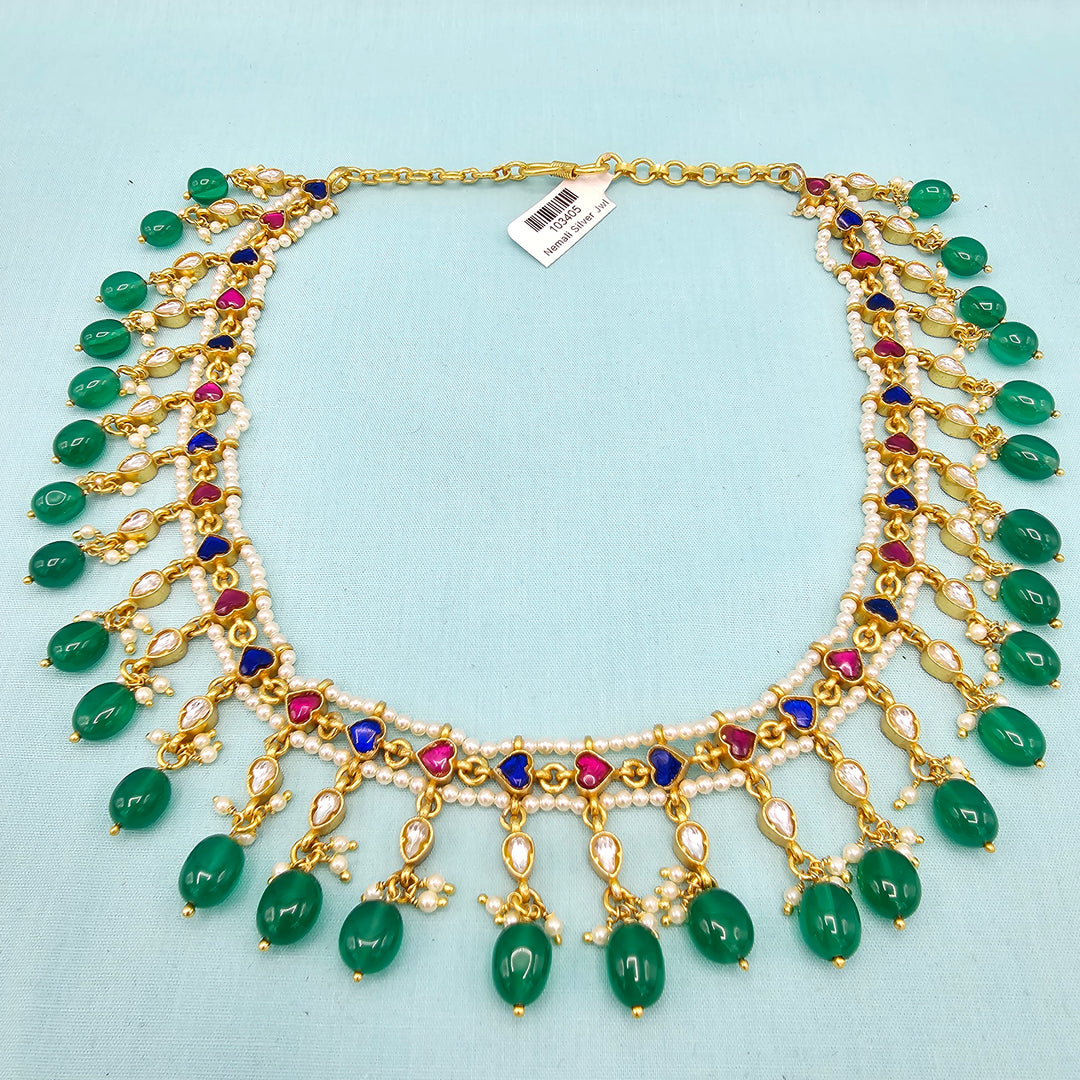 Kundan Green beads Necklace
