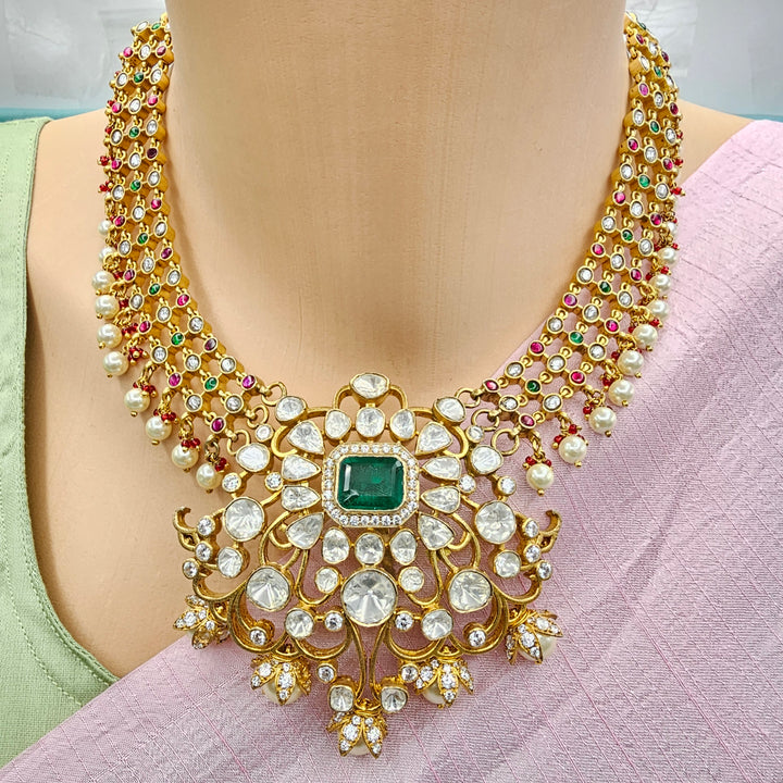 925 Kundan Moissanite necklace