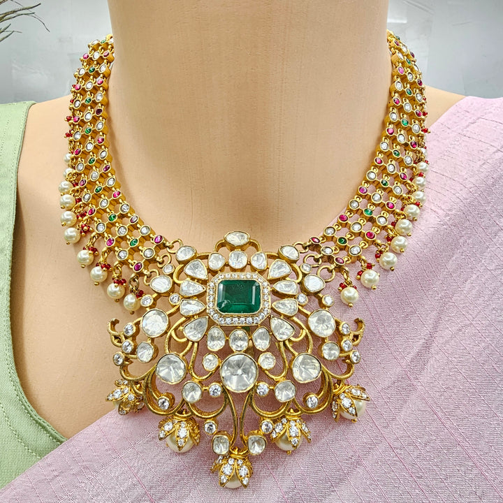 925 Kundan Moissanite necklace