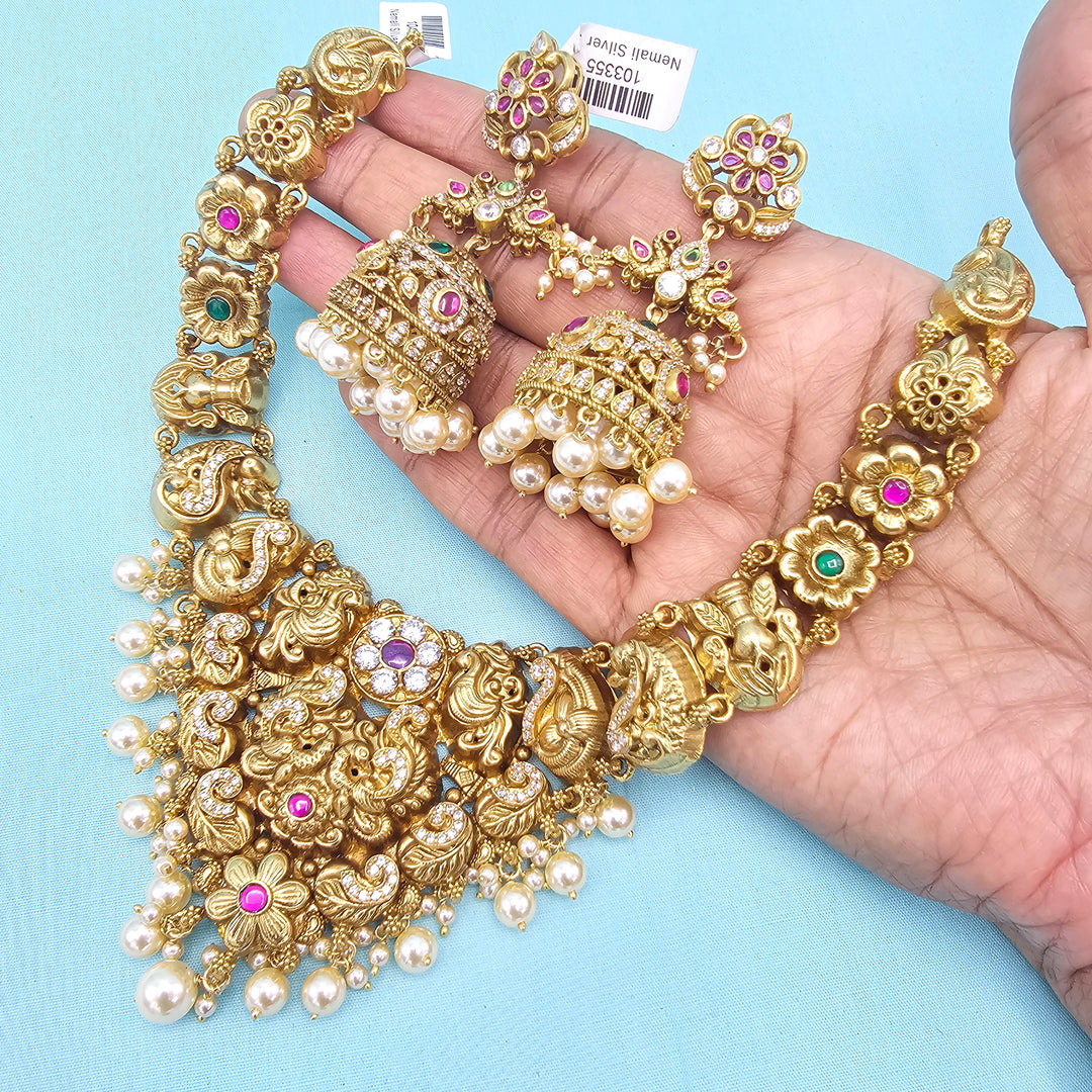 Peacock Nakshi Short Necklace set