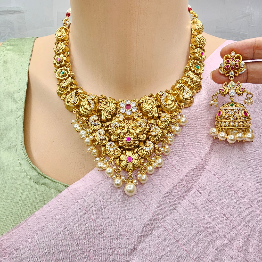 Peacock Nakshi Short Necklace set