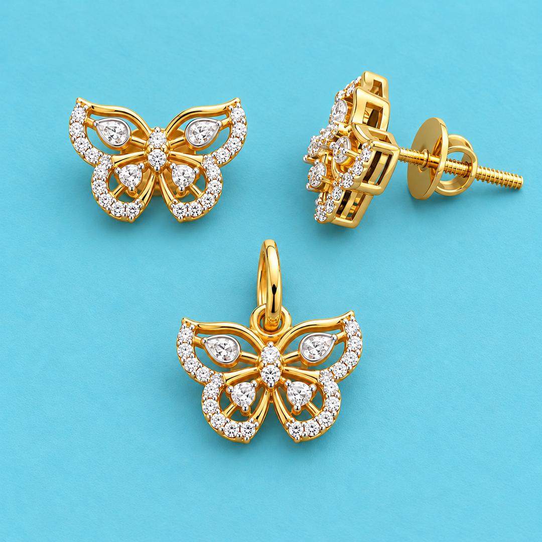 Butterfly CZ Pendant Set