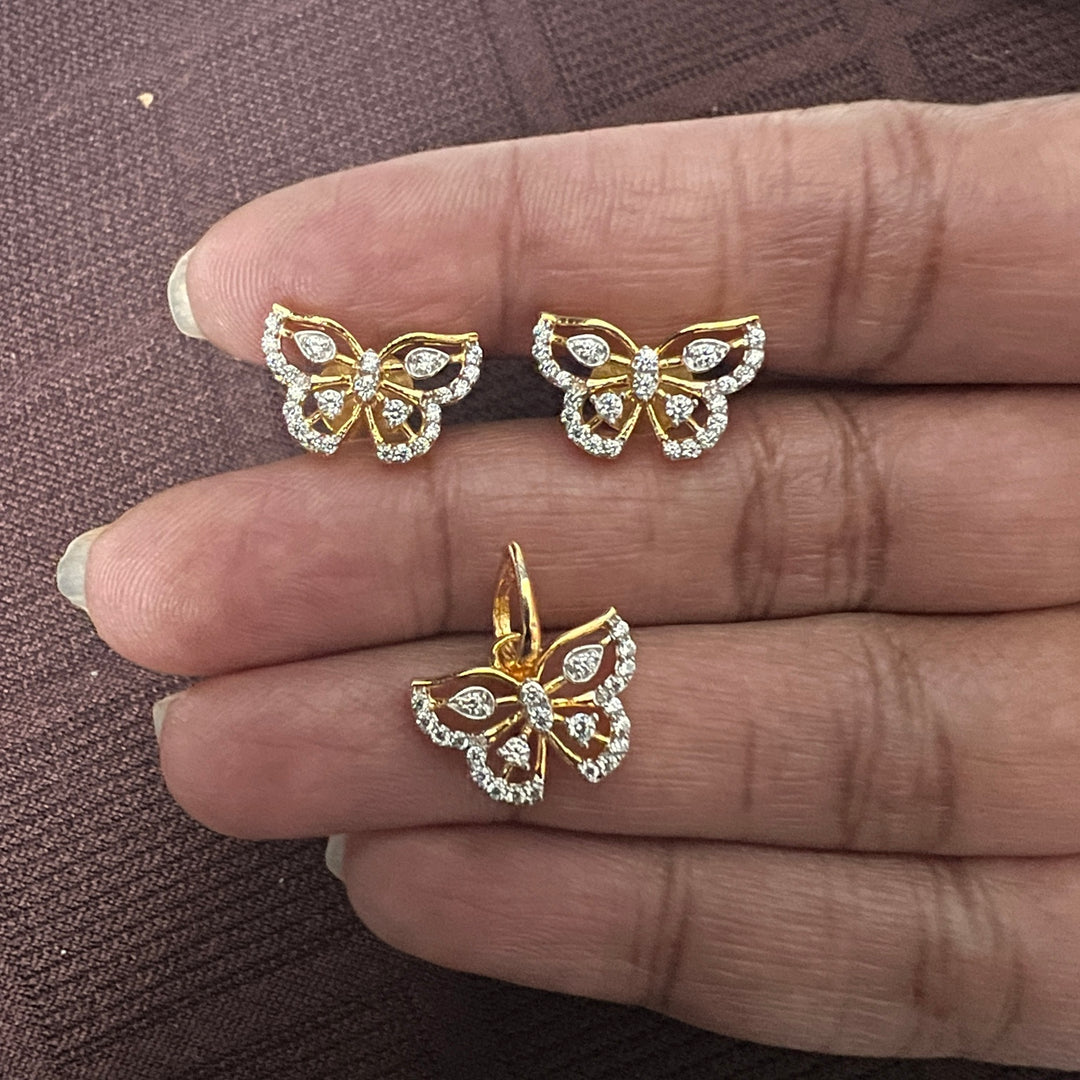 Butterfly CZ Pendant Set