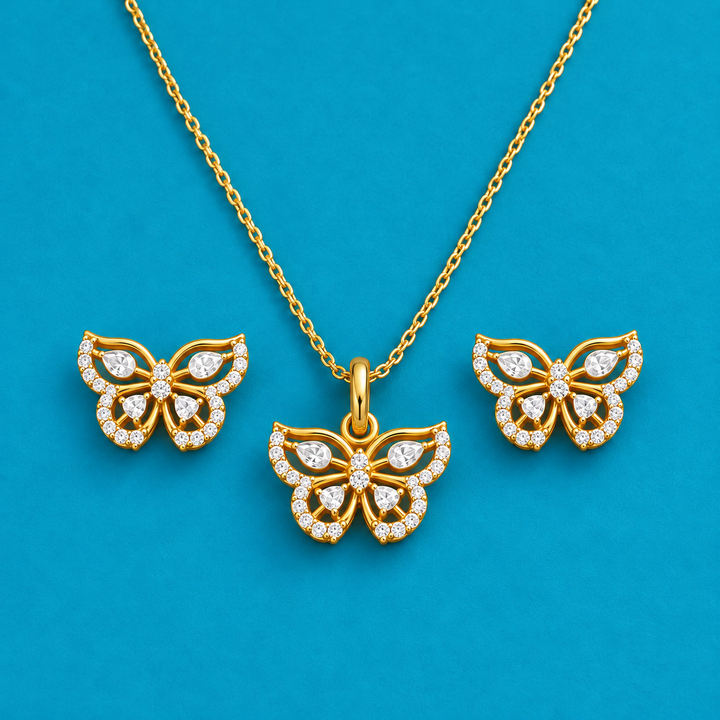 Butterfly CZ Pendant Set