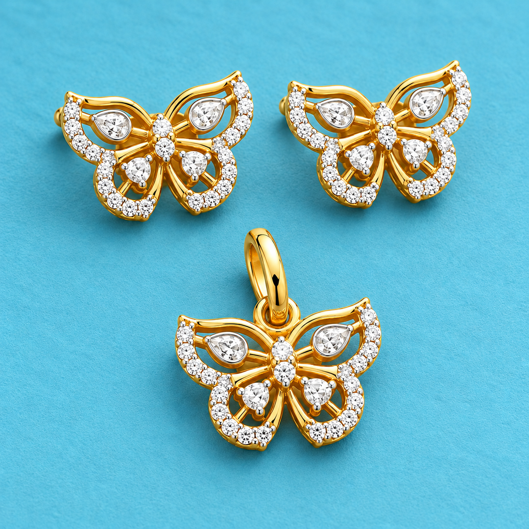 Butterfly CZ Pendant Set