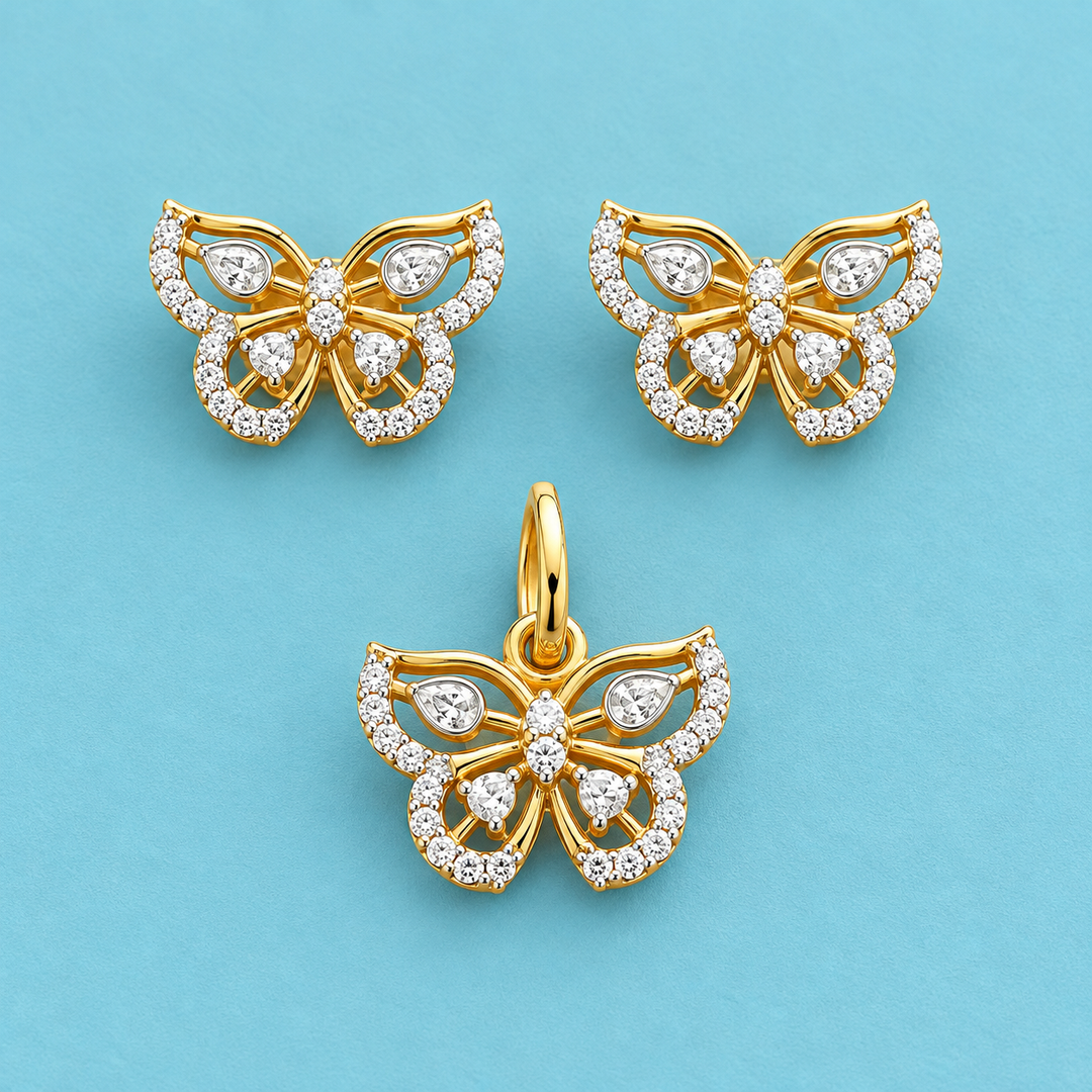 Butterfly CZ Pendant Set