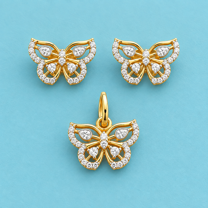 Butterfly CZ Pendant Set