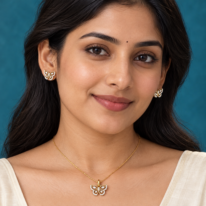 Butterfly CZ Pendant Set