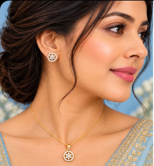 Diamond replica Pendant set