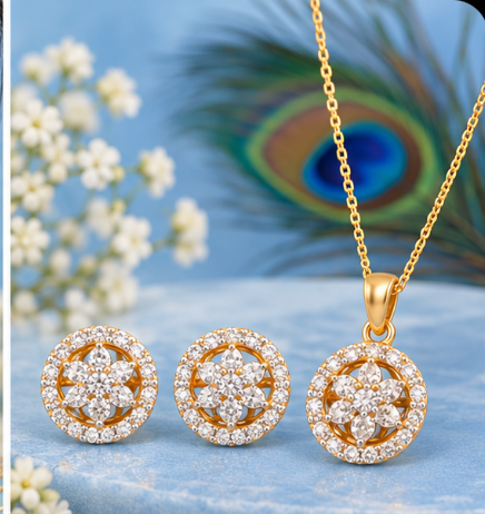 Diamond replica Pendant set