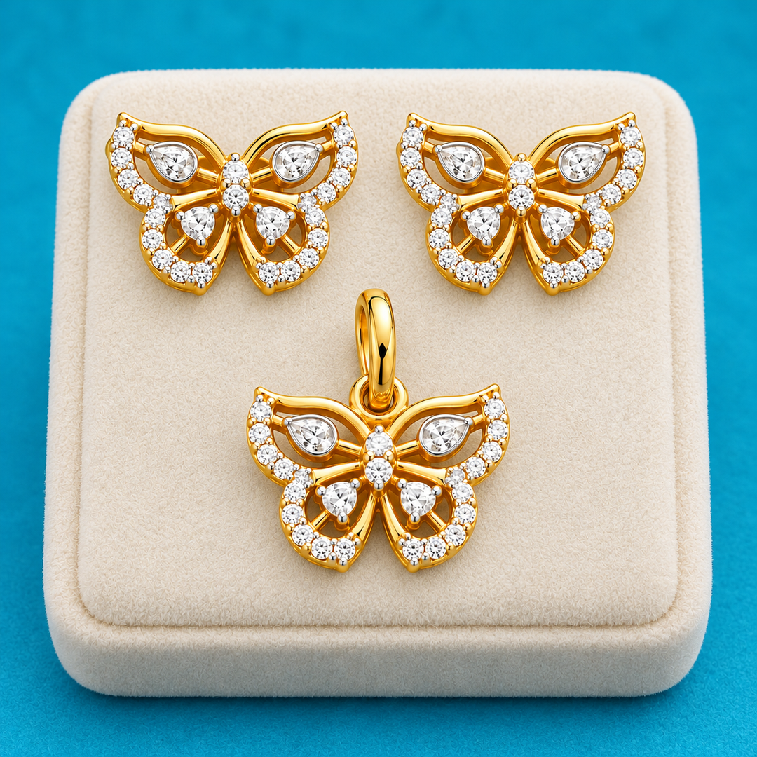 Butterfly CZ Pendant Set