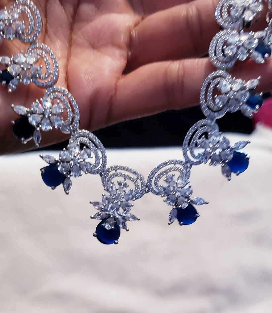 Silver tone Sapphire jewelry