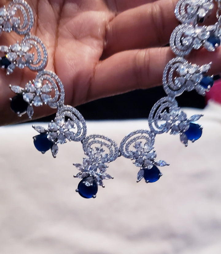 Silver tone Sapphire jewelry