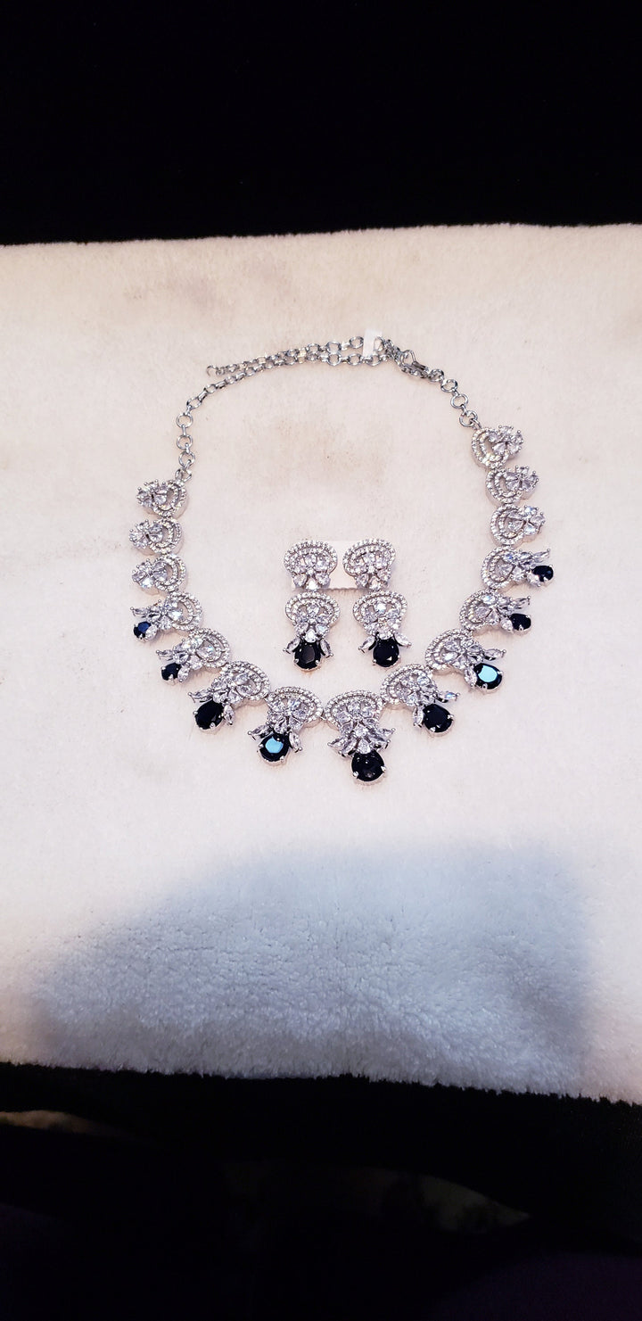 Silver tone Sapphire jewelry