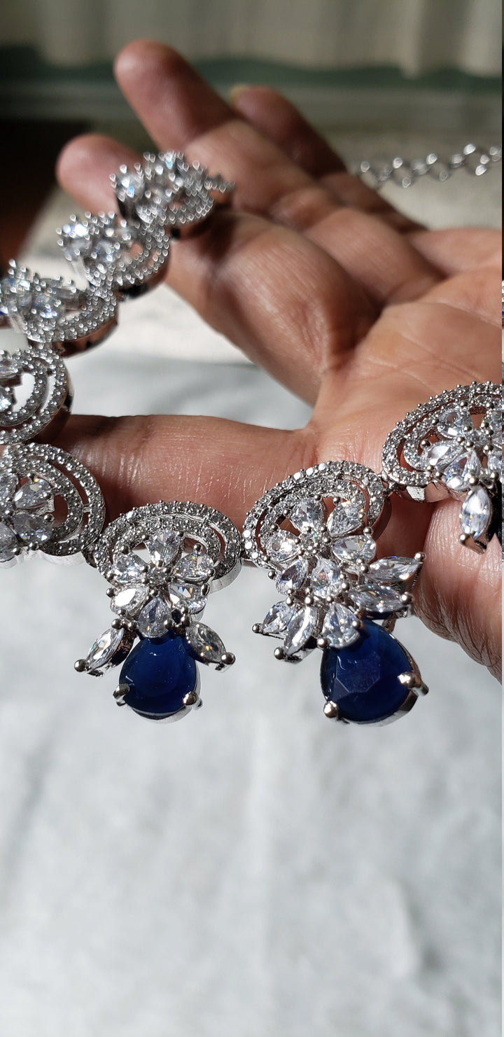 Silver tone Sapphire jewelry
