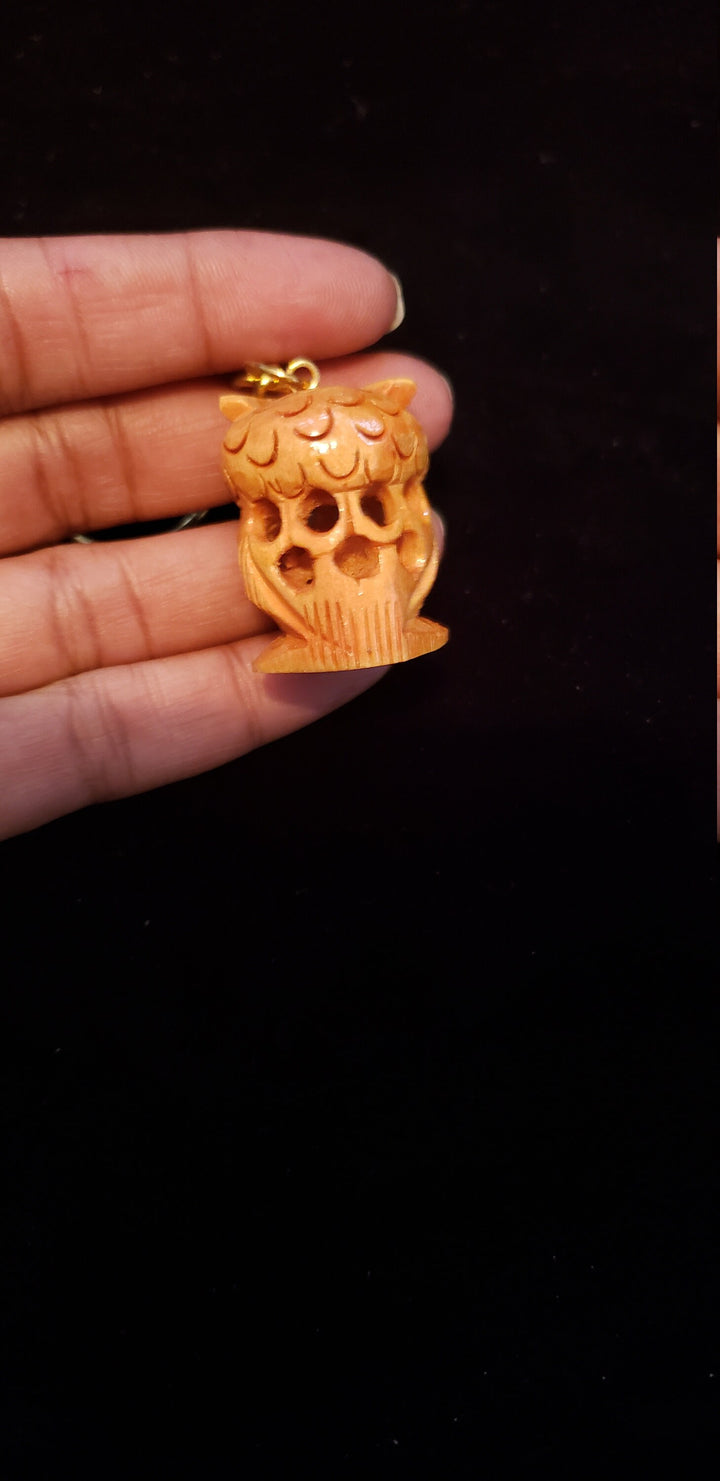 Wooden Owl key chain