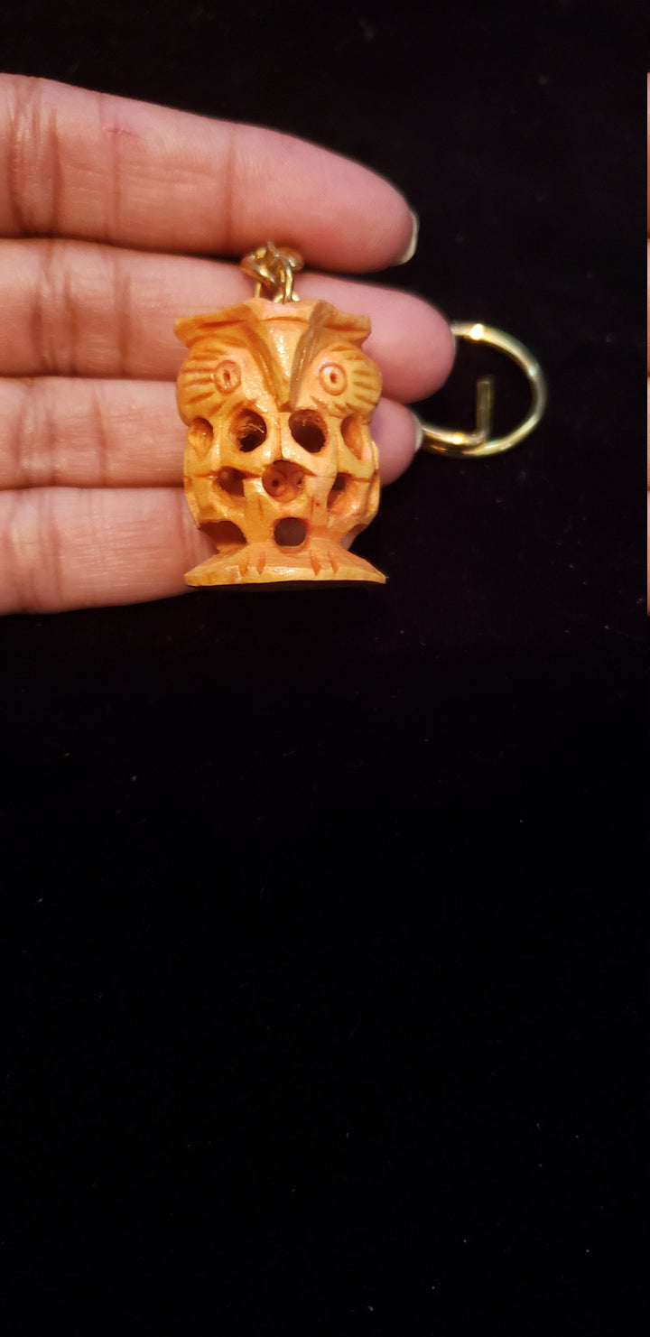 Wooden Owl key chain