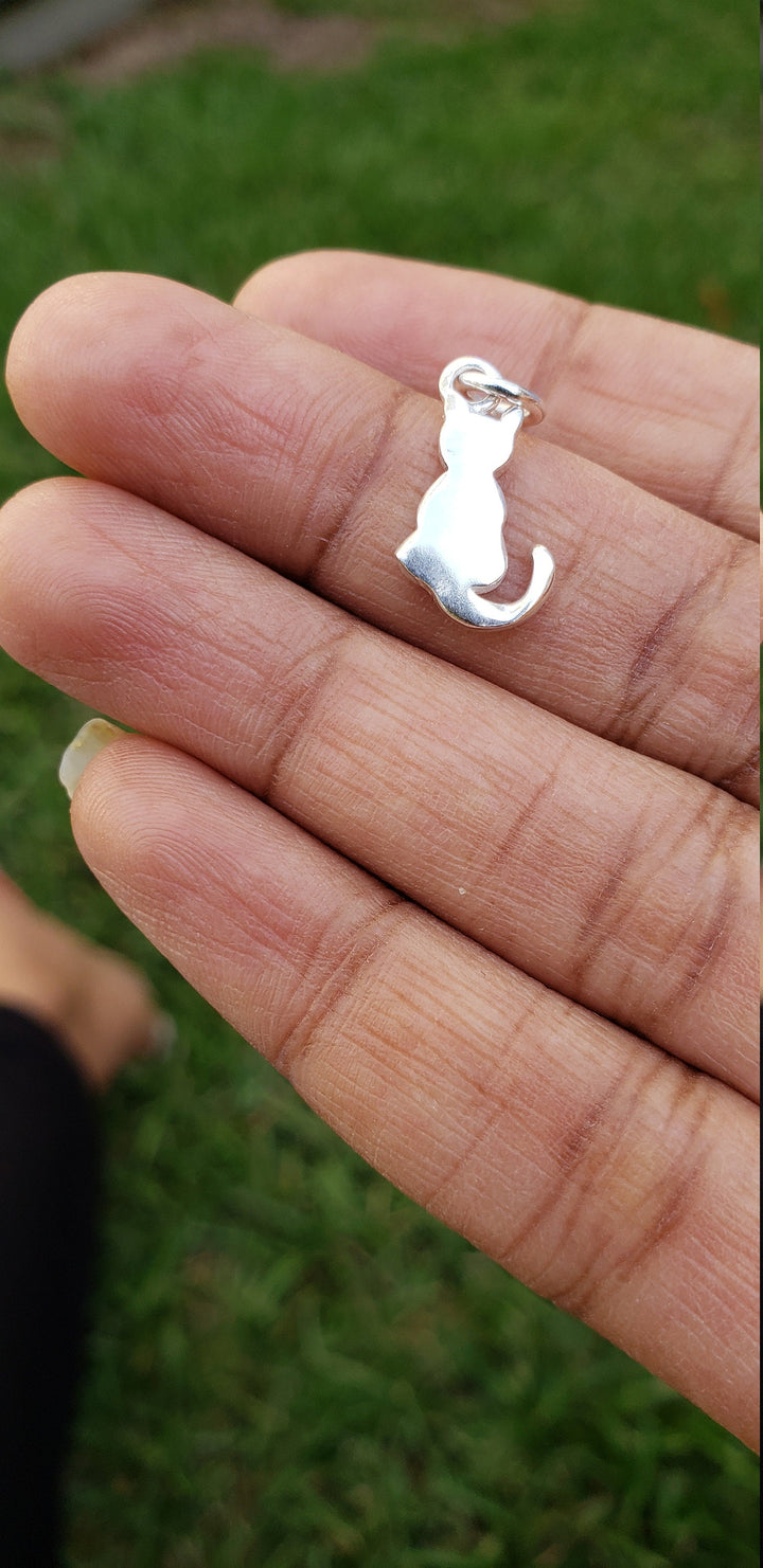 Silver Cat Charm Necklace