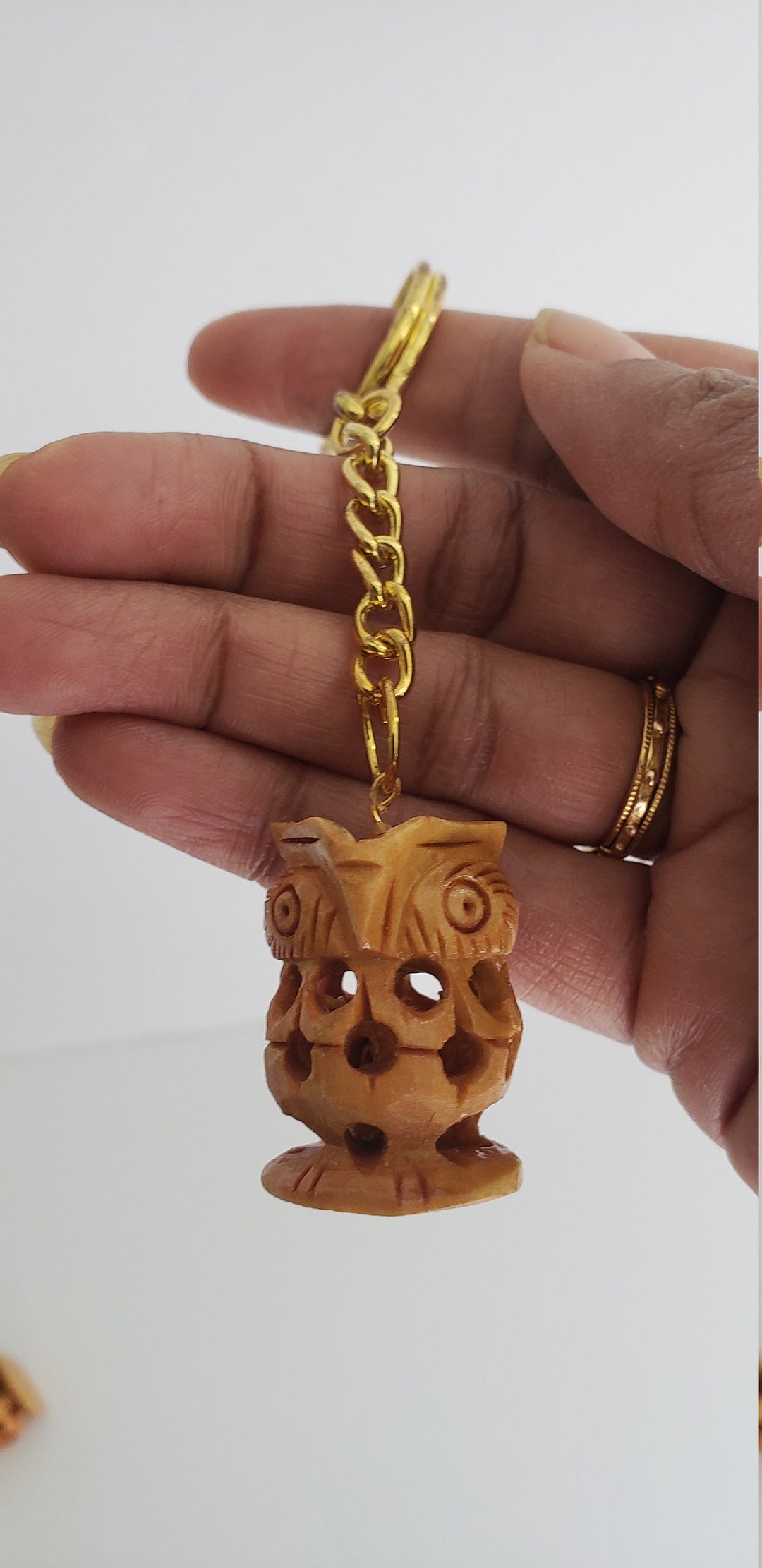 Wooden Owl key chain