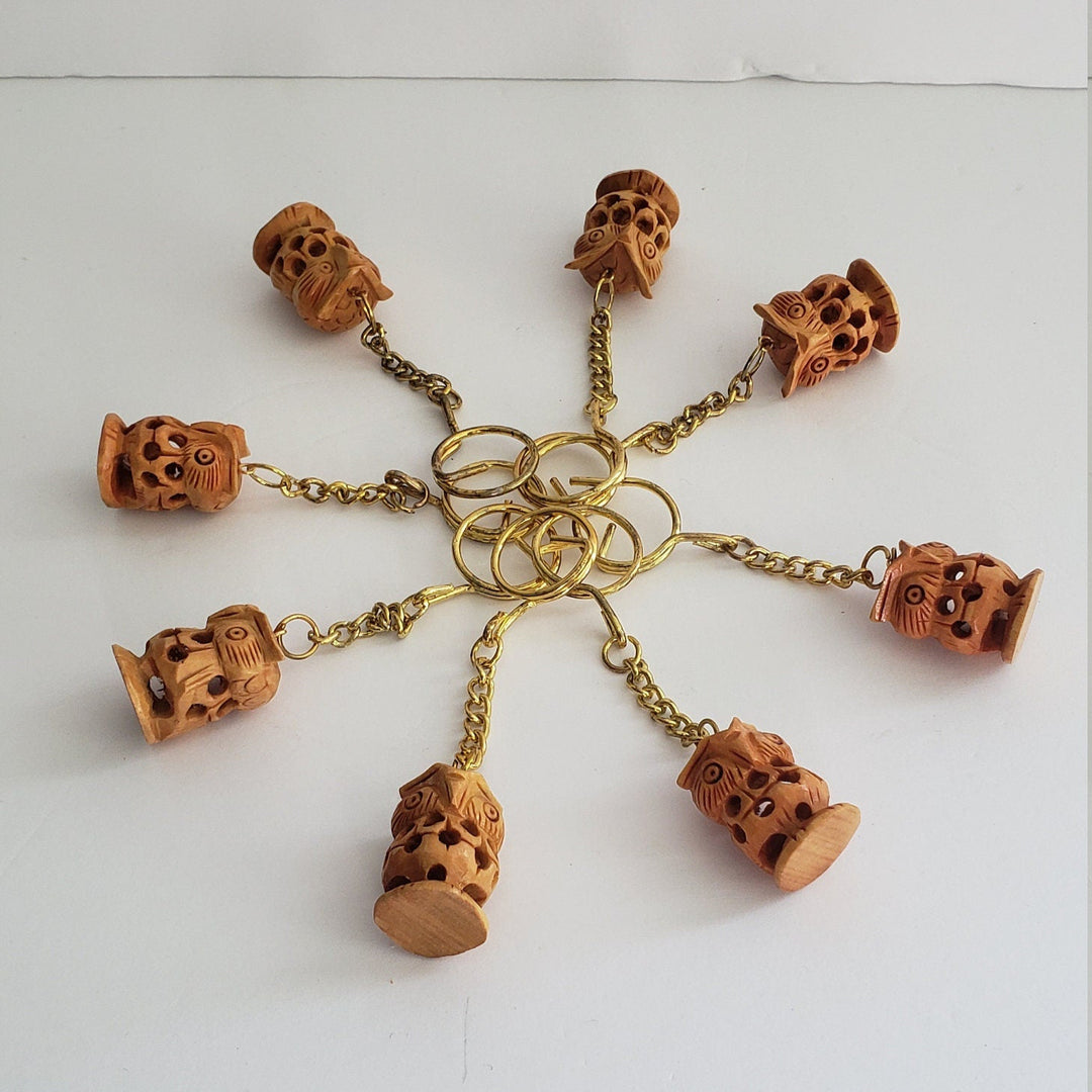 Wooden Owl key chain