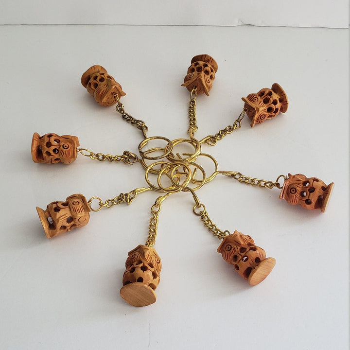 Wooden Owl key chain