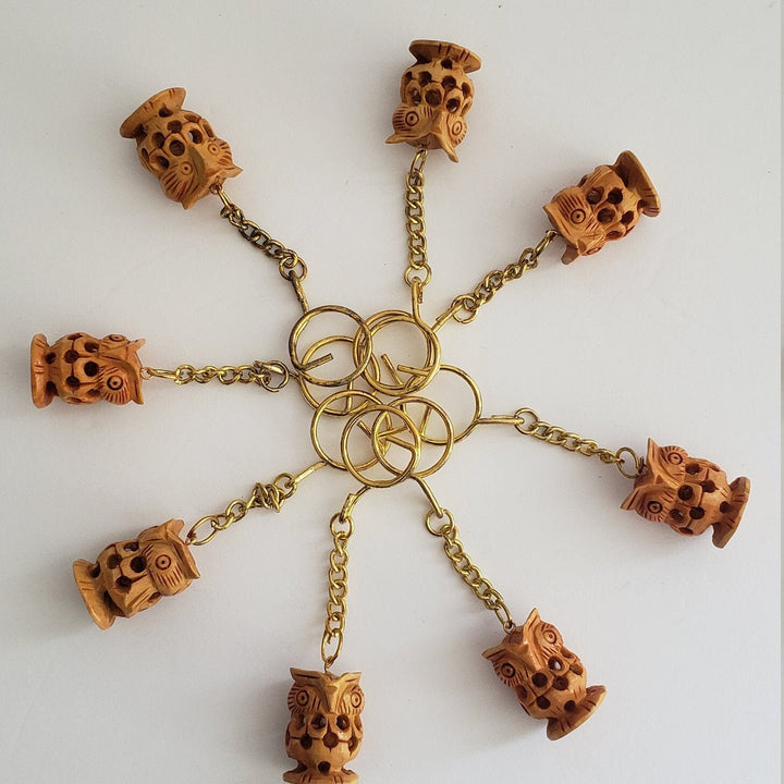 Wooden Owl key chain