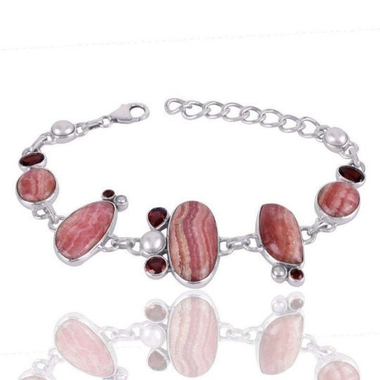 Rhodocrosite Garnet Bracelet