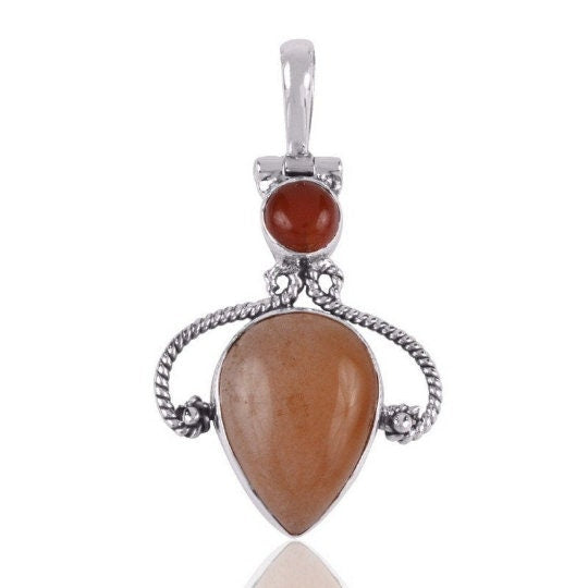 Red Onyx Silver Pendant
