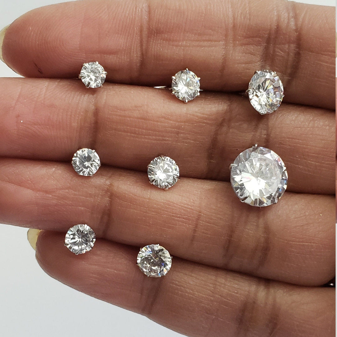 Round CZ Stud Earrings