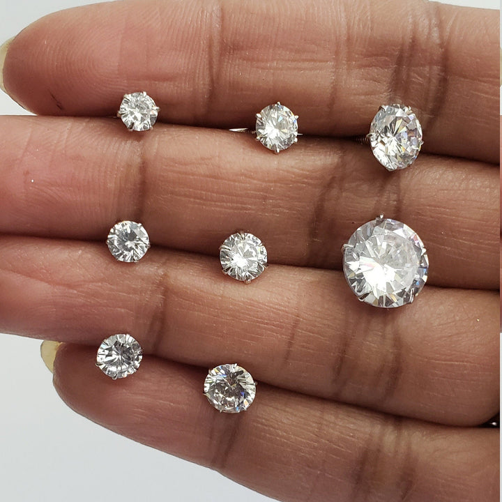 Round CZ Stud Earrings