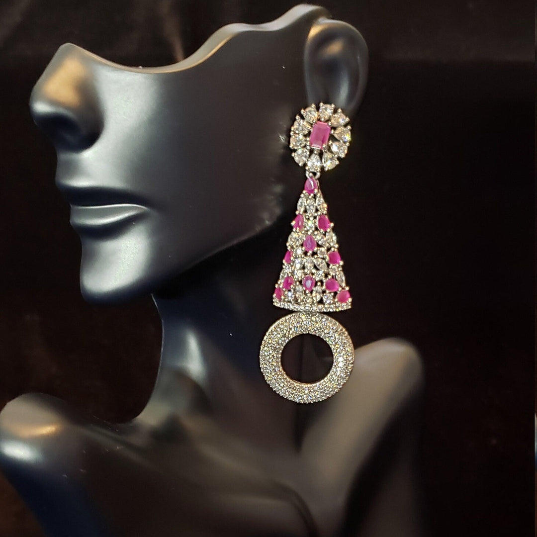 Silver color CZ earrings