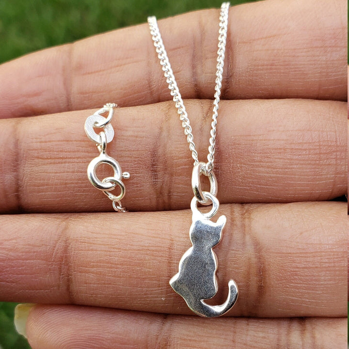 Silver Cat Charm Necklace