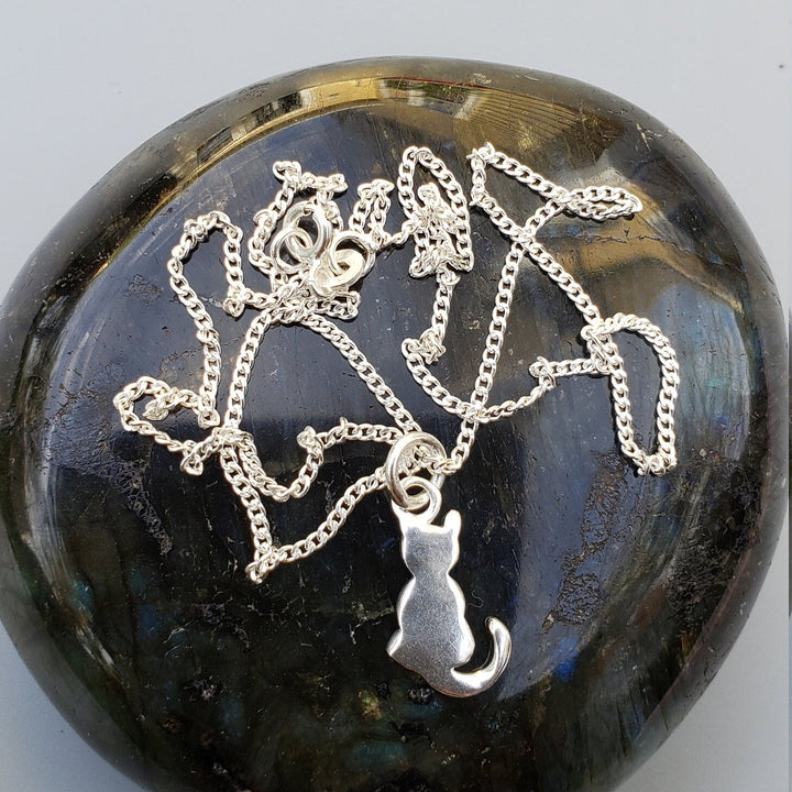 Silver Cat Charm Necklace