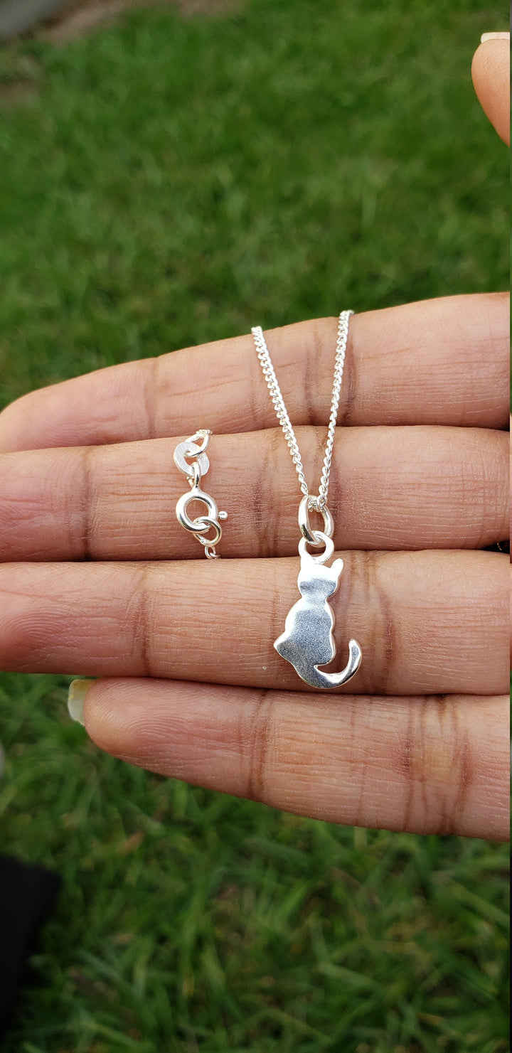 Silver Cat Charm Necklace