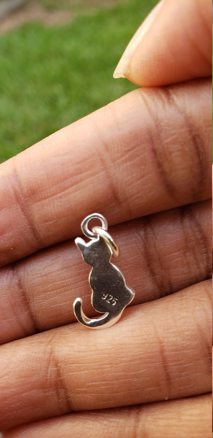 Silver Cat Charm Necklace