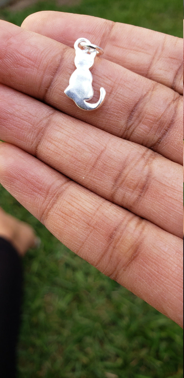 Silver Cat Charm Necklace