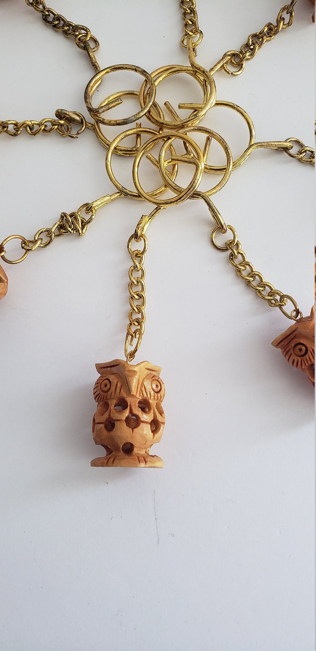 Wooden Owl key chain