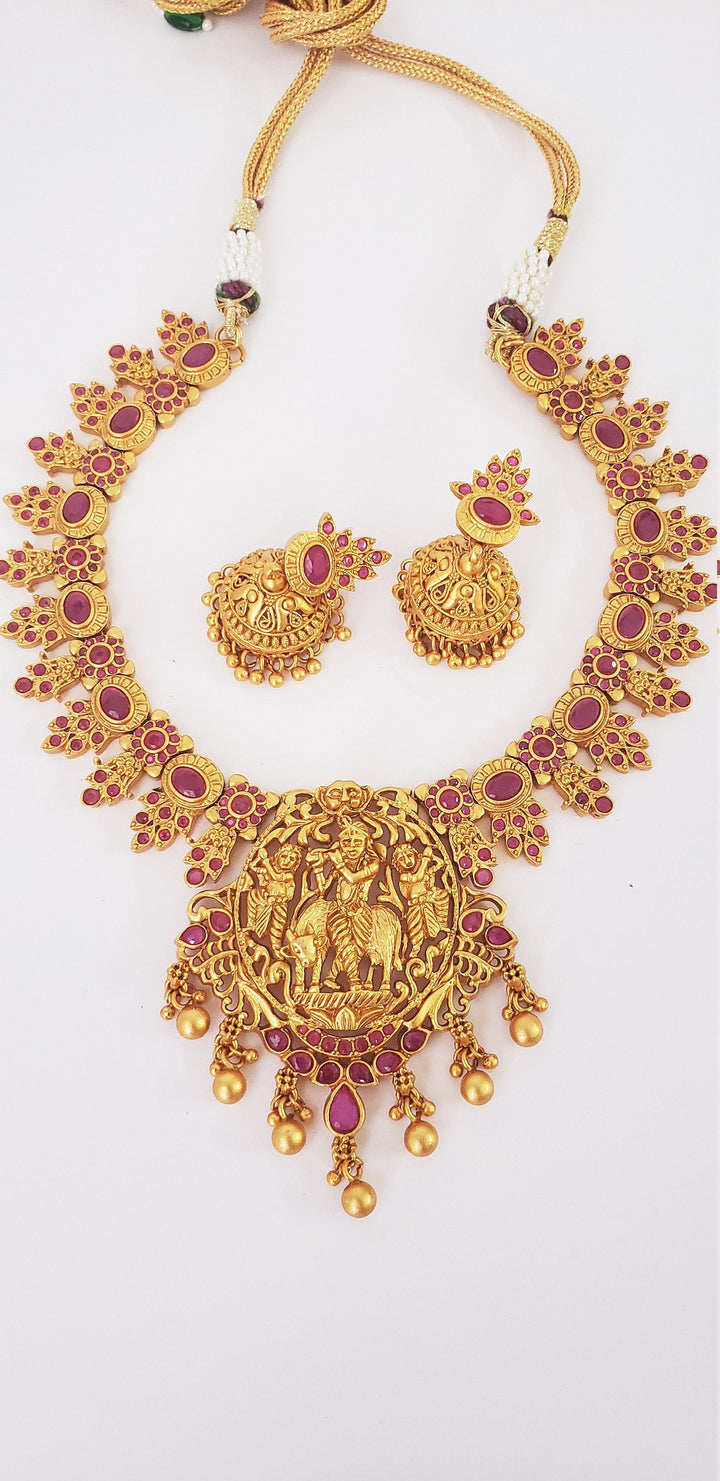 Matt Finish Ruby Necklace