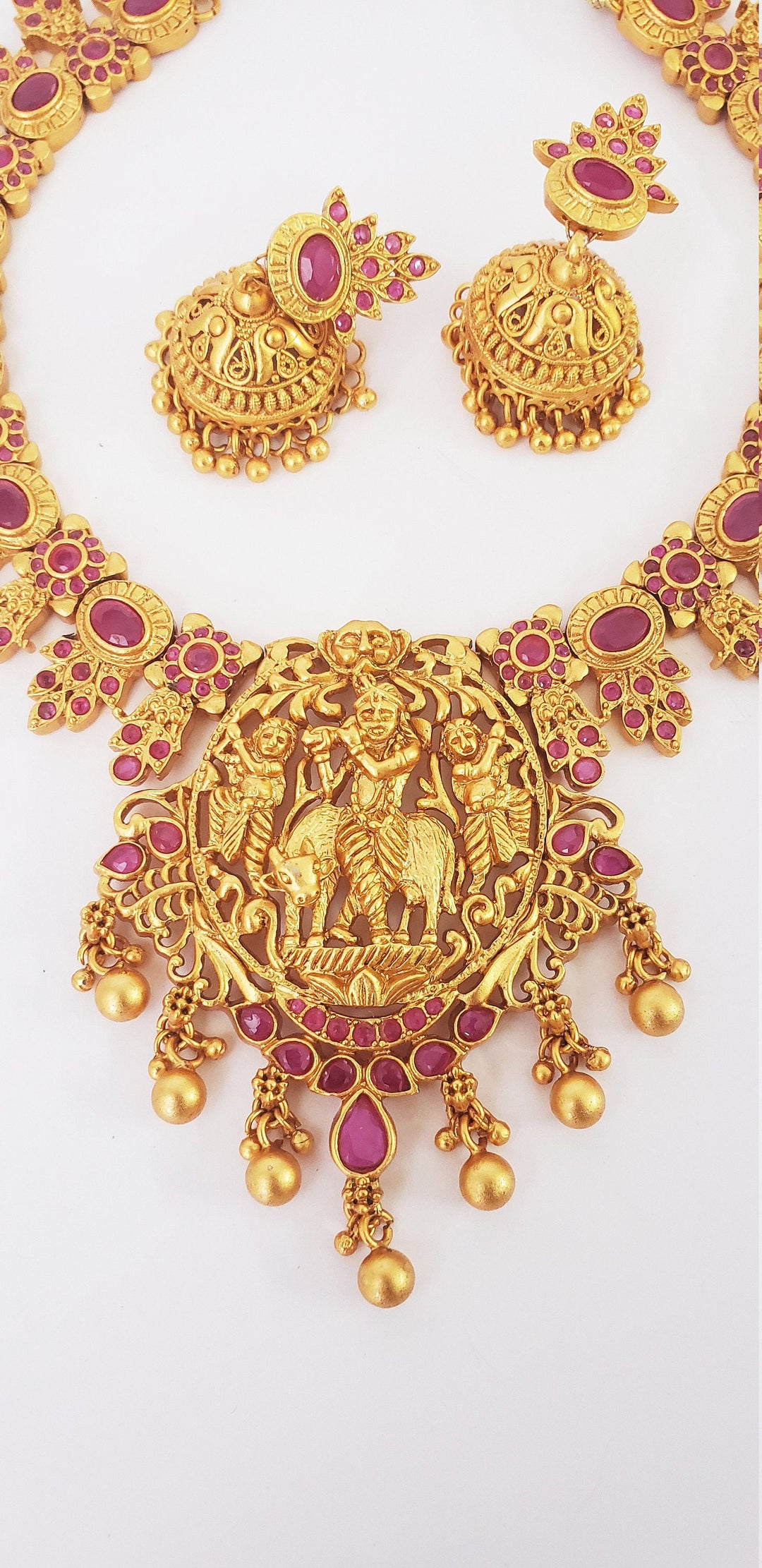 Matt Finish Ruby Necklace
