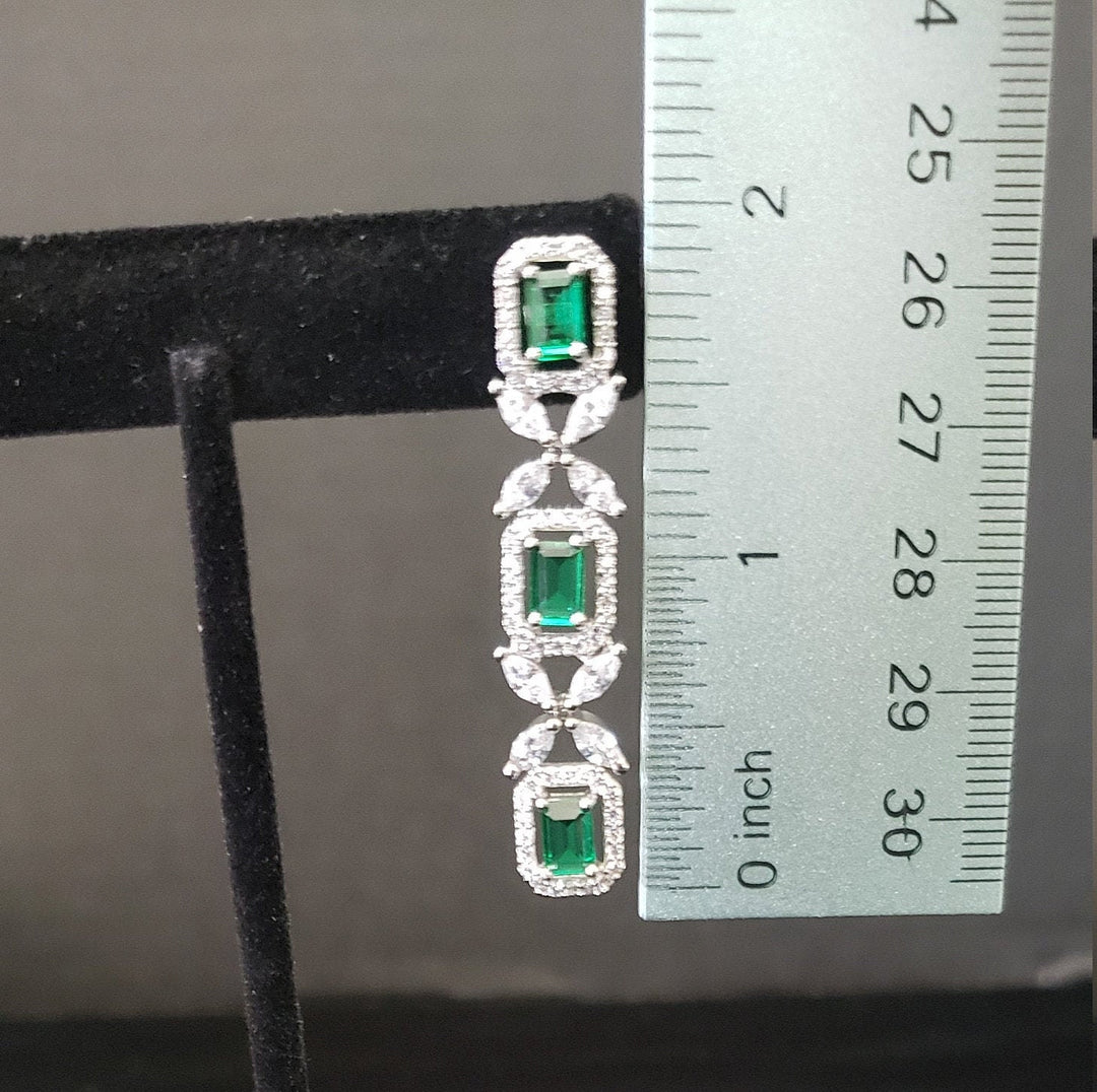 Silver tone Emerald Necklace