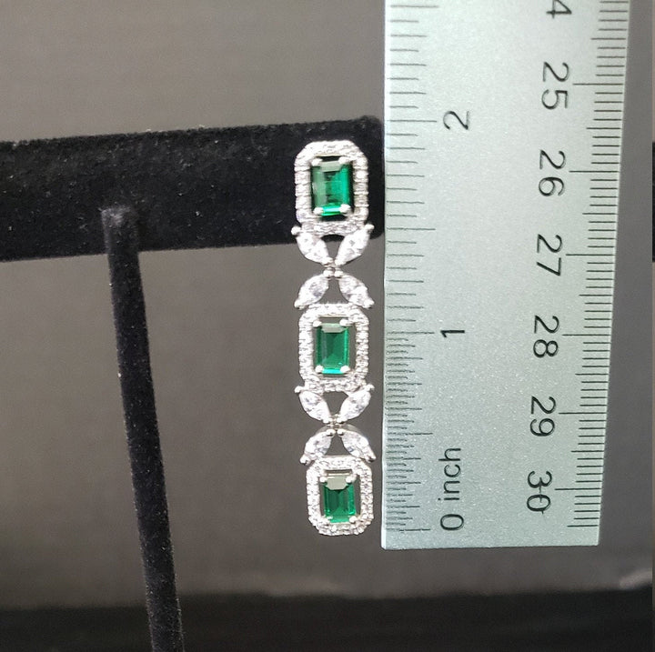 Silver tone Emerald Necklace