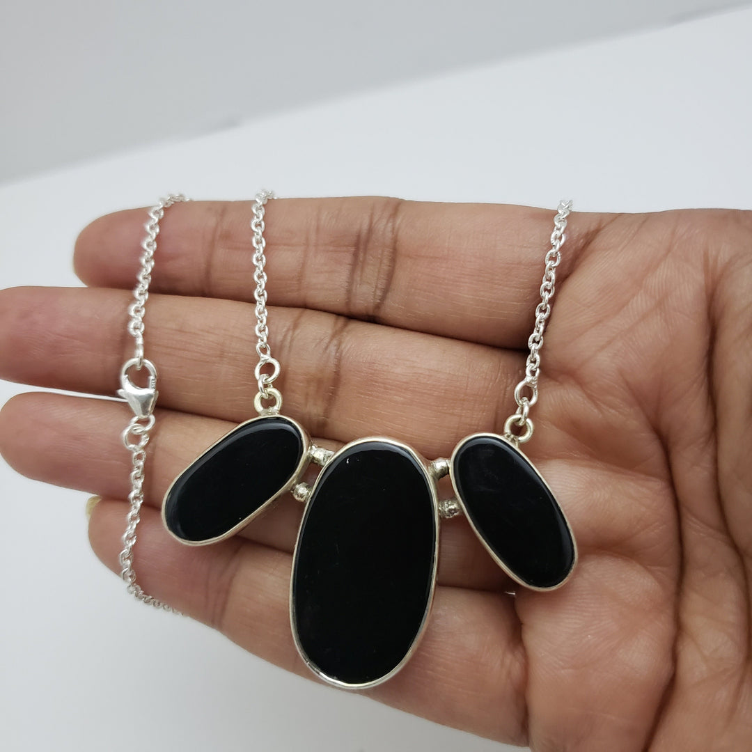 Silver Black onyx Chain